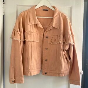 Junie Ruffle Pink Denim Jacket